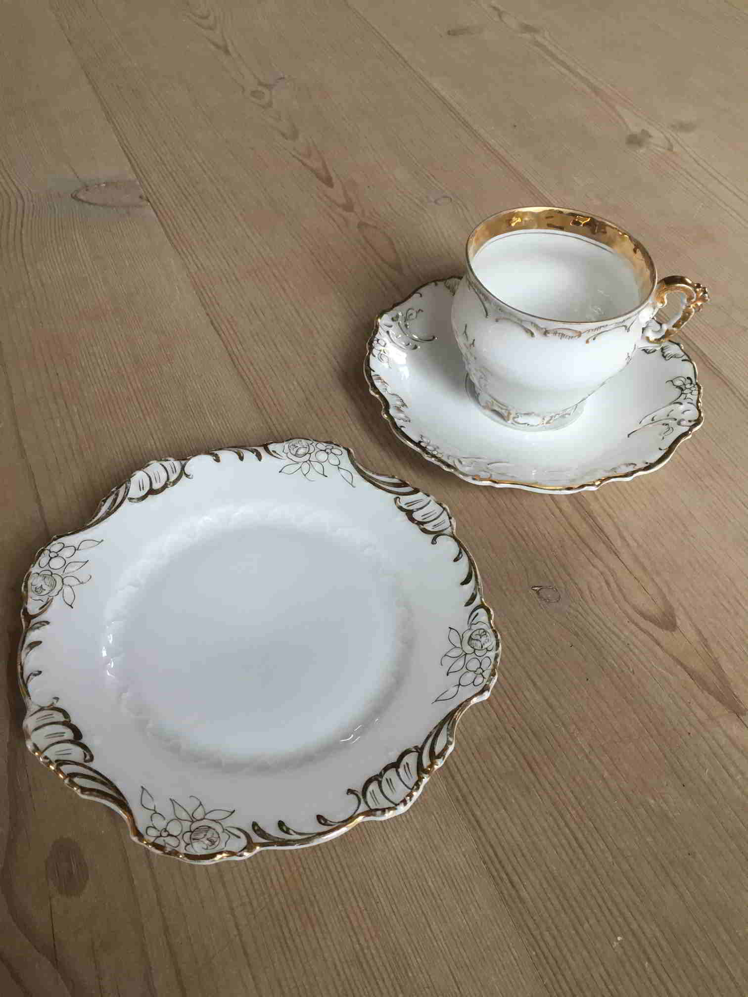 Elysee cider cup and saucer, Eglantine plate