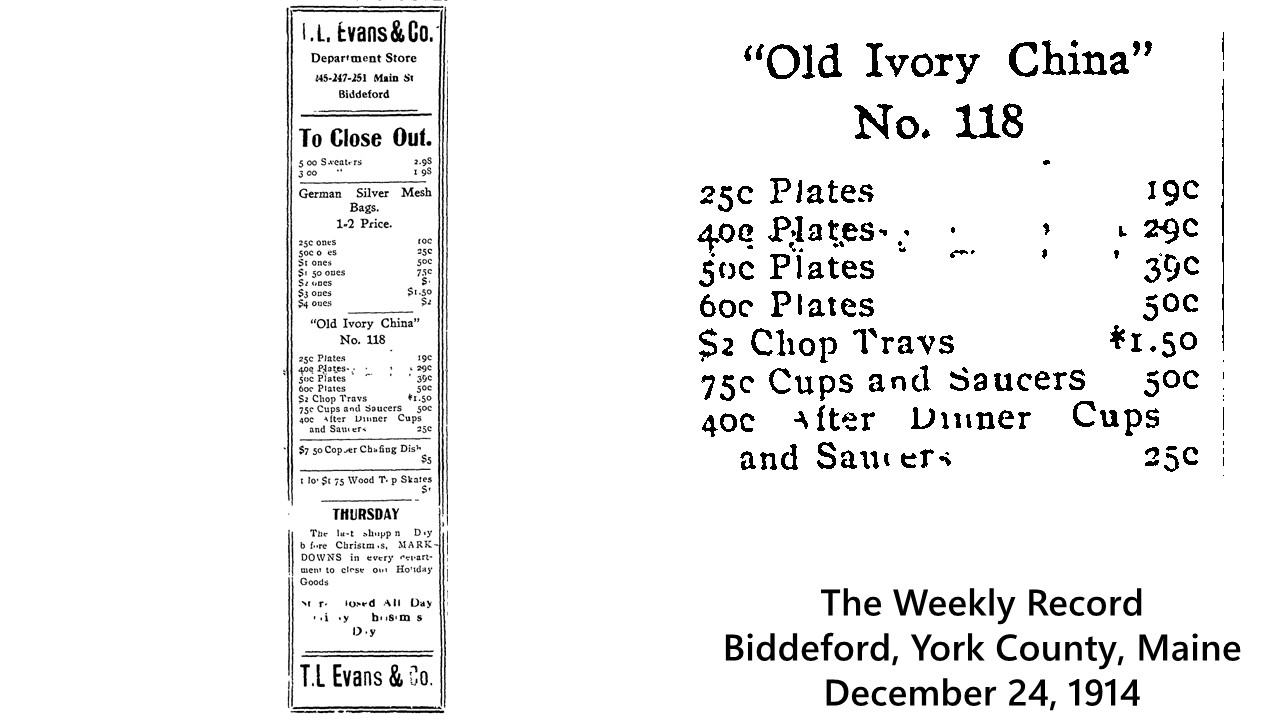 T.L. Evans & Co - Old Ivory Pattern 118 (a favorite!)