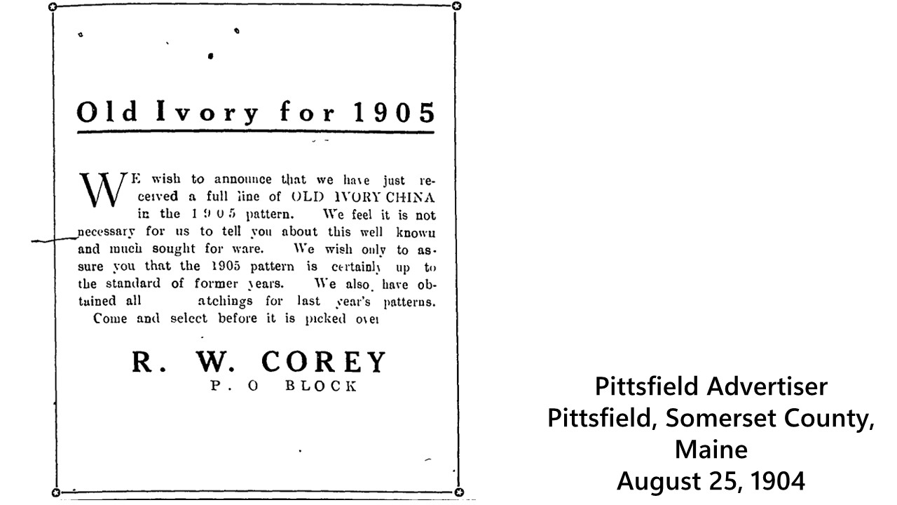 R.W. Cory. Old Ivory for 1905