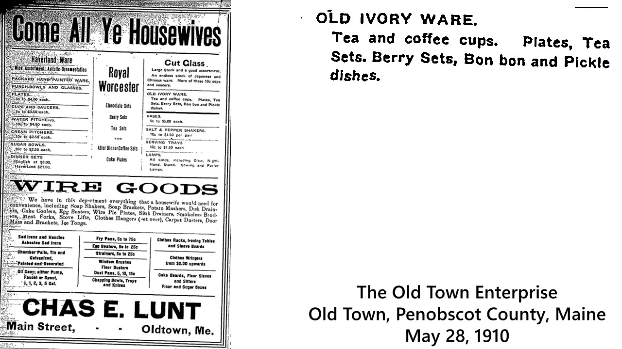 Chas E. Lunt, Main Street, Oldtown